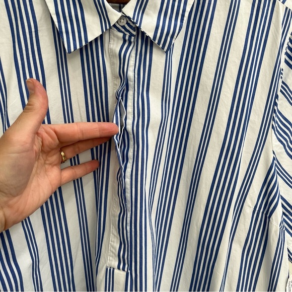 Old Navy Swing Mini Shirt Dress Blue White Stripe Short Sleeve Pockets Beach 2X - Picture 5 of 14